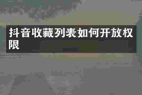 抖音收藏列表如何开放权限