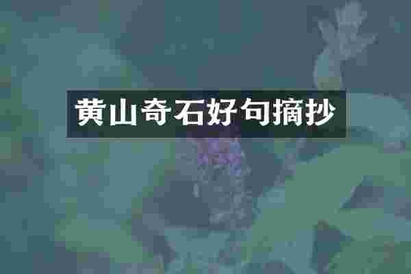 黄山奇石好句摘抄