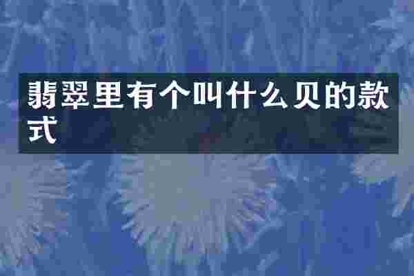 翡翠里有个叫什么贝的款式