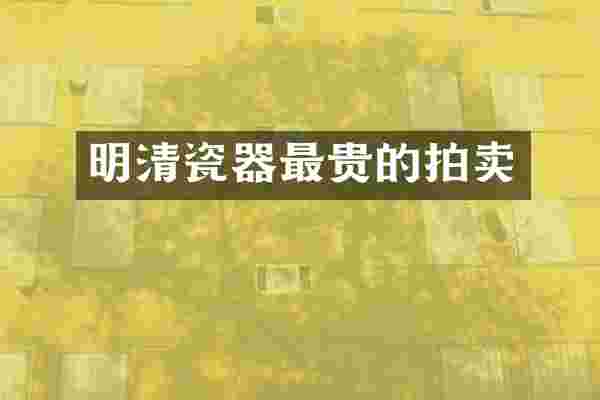 明清瓷器最贵的拍卖