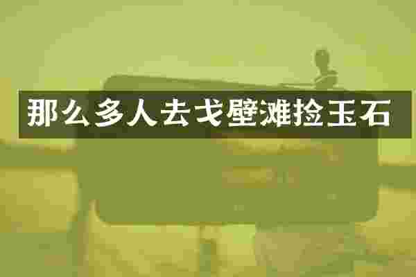 那么多人去戈壁滩捡玉石
