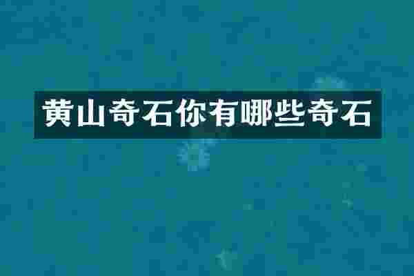 黄山奇石你有哪些奇石