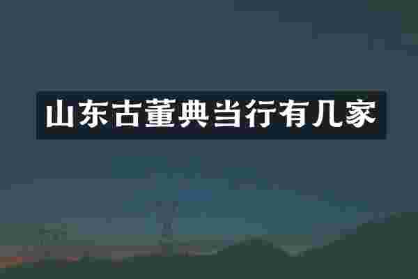 山东古董典当行有几家