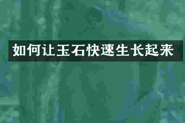 如何让玉石快速生长起来