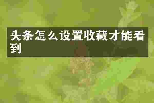 头条怎么设置收藏才能看到