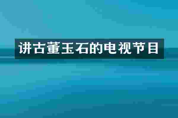 讲古董玉石的电视节目