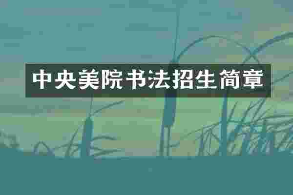 中央美院书法招生简章