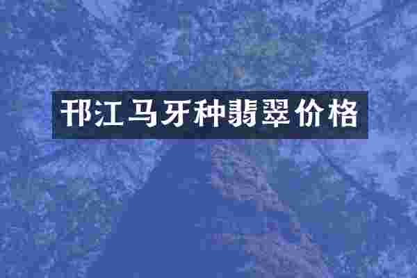 邗江马牙种翡翠价格