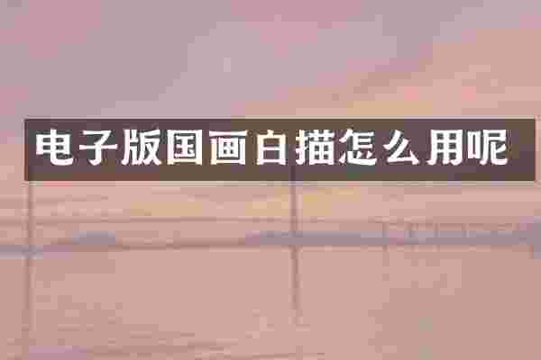 电子版国画白描怎么用呢