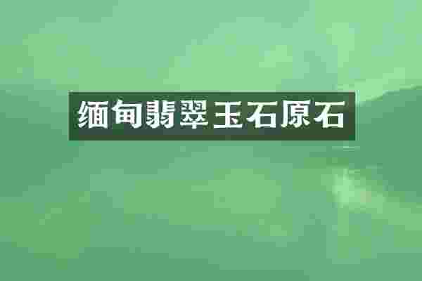 缅甸翡翠玉石原石