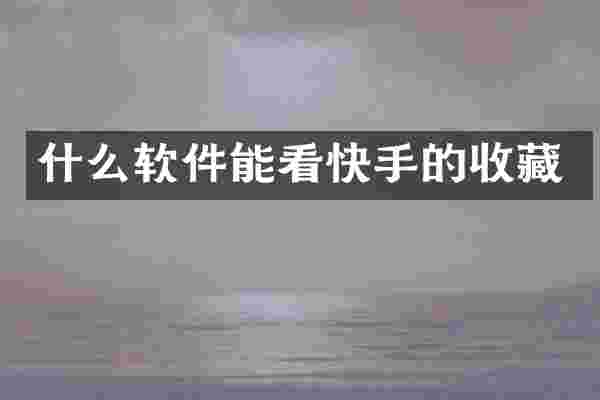 什么软件能看快手的收藏
