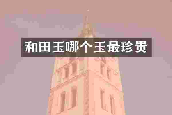 和田玉哪个玉最珍贵