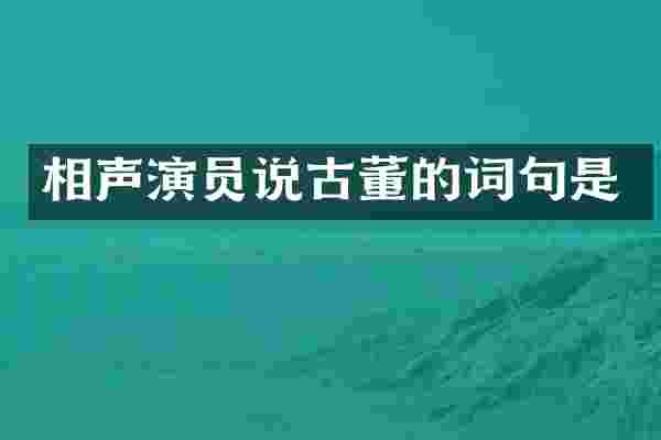 相声演员说古董的词句是