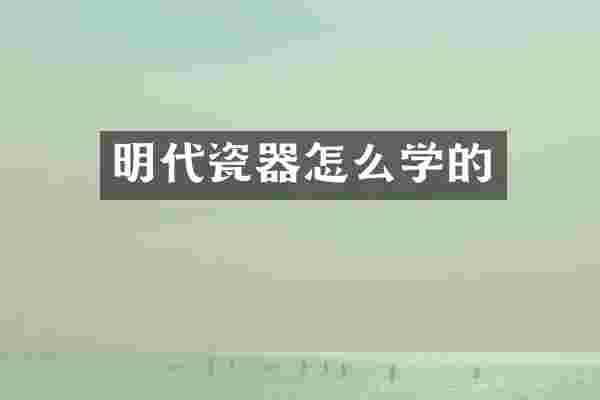 明代瓷器怎么学的