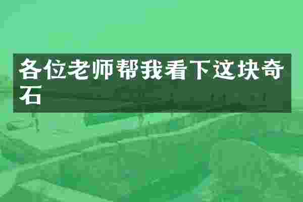 各位老师帮我看下这块奇石