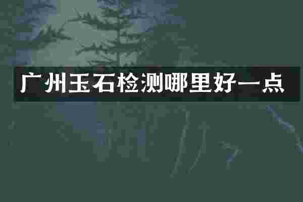 广州玉石检测哪里好一点