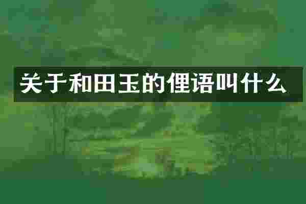 关于和田玉的俚语叫什么