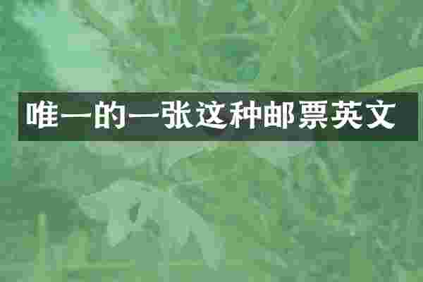 唯一的一张这种邮票英文