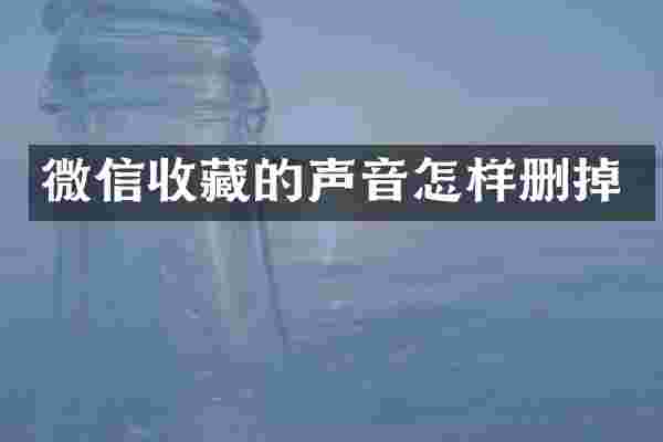 微信收藏的声音怎样删掉