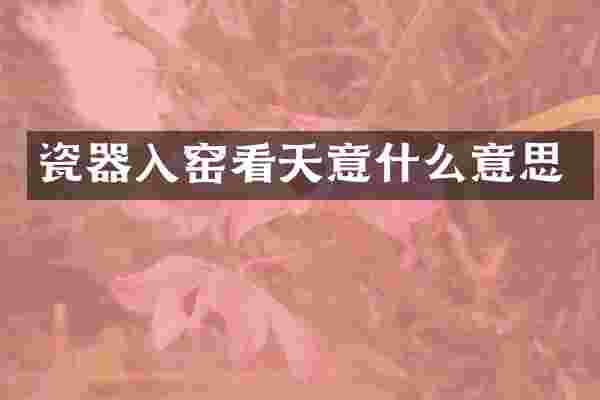 瓷器入窑看天意什么意思