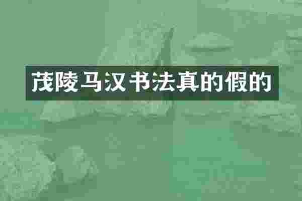茂陵马汉书法真的假的