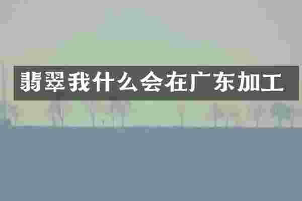 翡翠我什么会在广东加工