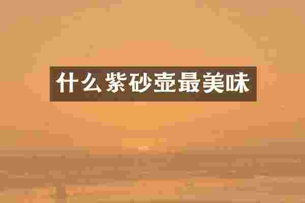 什么紫砂壶最美味
