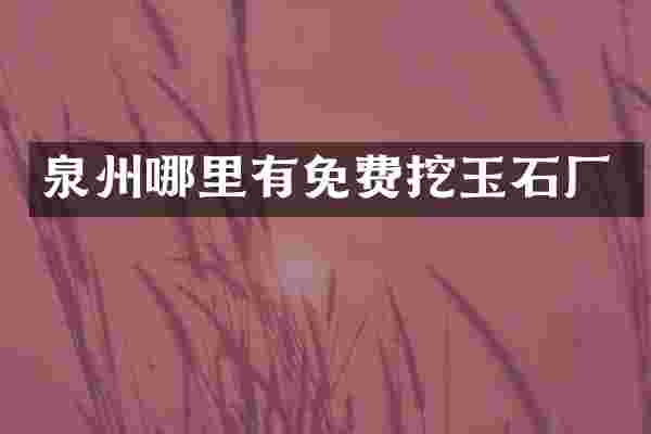 泉州哪里有免费挖玉石厂