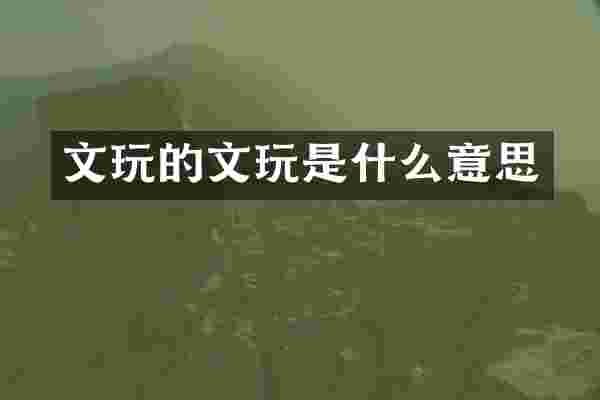 文玩的文玩是什么意思