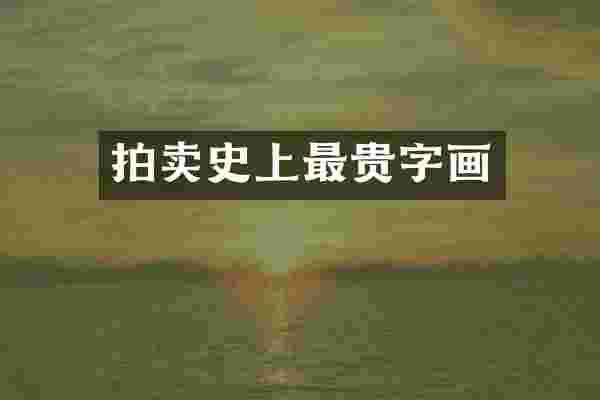 拍卖史上最贵字画
