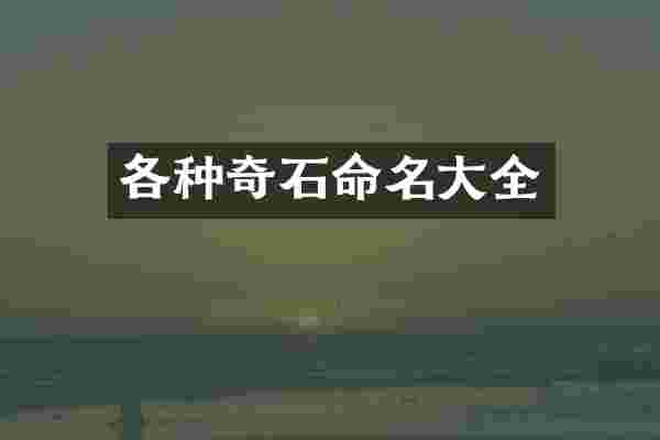 各种奇石命名大全