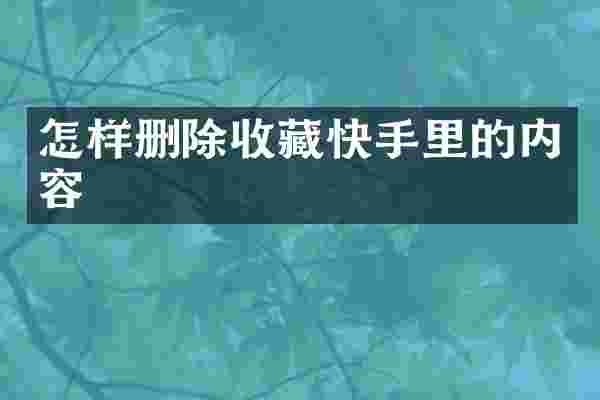怎样删除收藏快手里的内容
