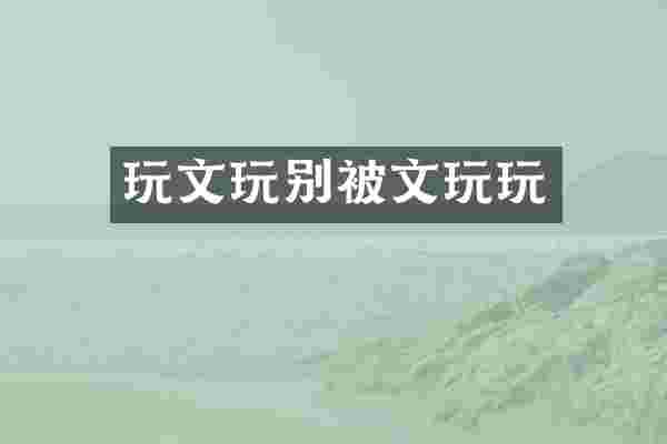 玩文玩别被文玩玩