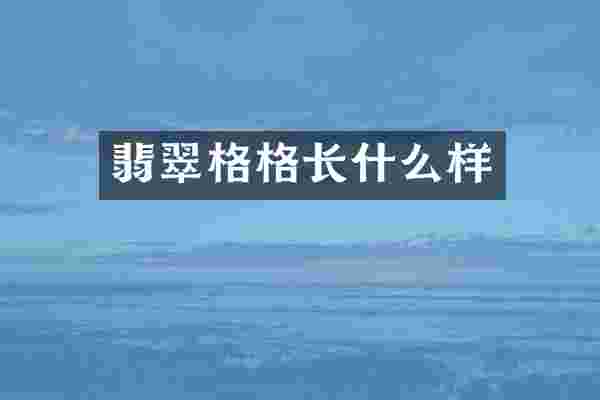 翡翠格格长什么样