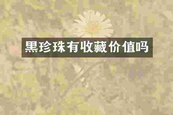 黑珍珠有收藏价值吗