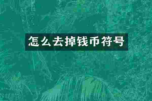 怎么去掉钱币符号