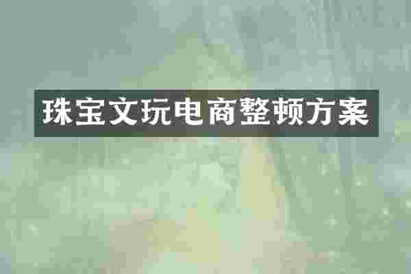 珠宝文玩电商整顿方案