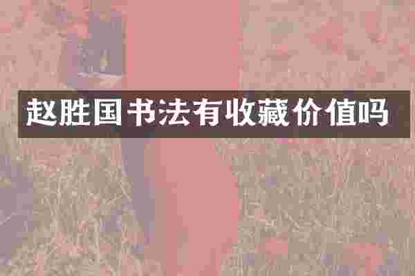 赵胜国书法有收藏价值吗