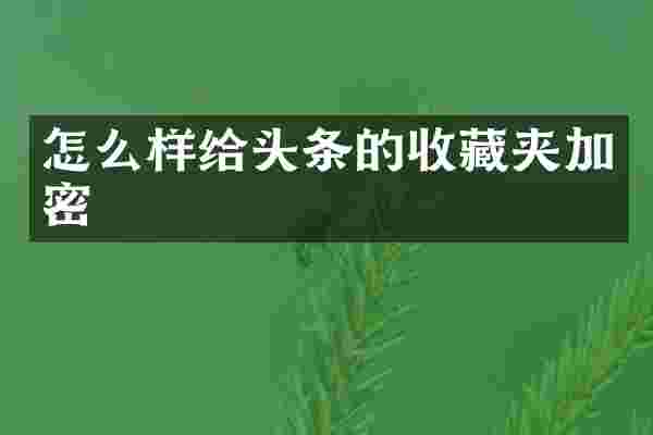 怎么样给头条的收藏夹加密