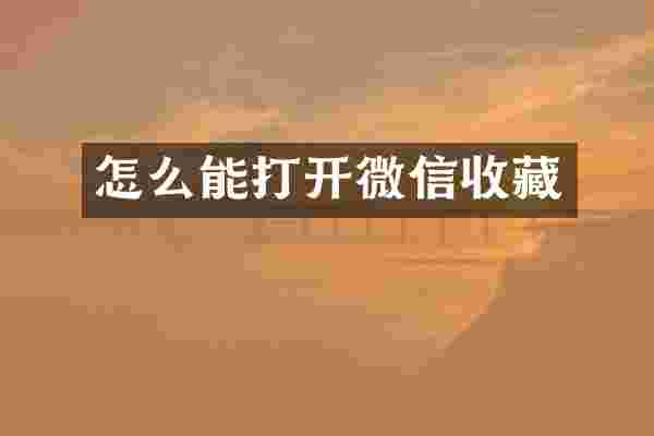 怎么能打开微信收藏
