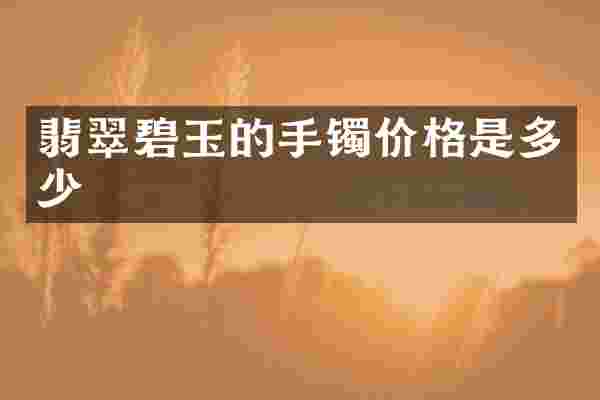 翡翠碧玉的手镯价格是多少
