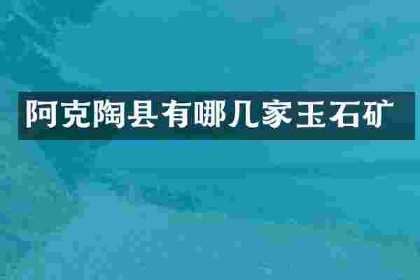 阿克陶县有哪几家玉石矿