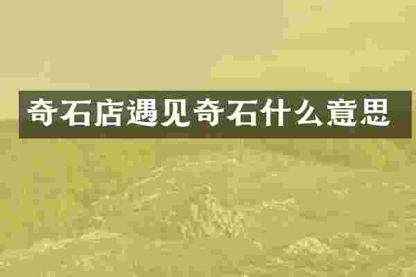 奇石店遇见奇石什么意思