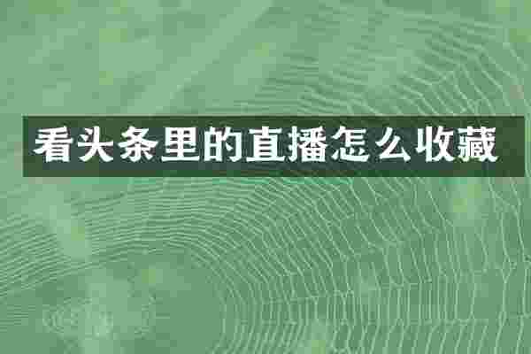 看头条里的直播怎么收藏