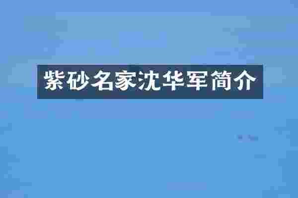 紫砂名家沈华军简介