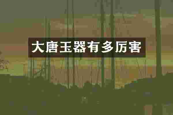 大唐玉器有多厉害
