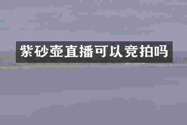 紫砂壶直播可以竞拍吗