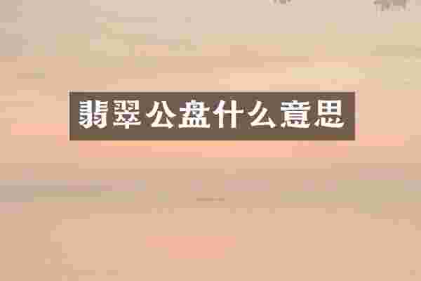翡翠公盘什么意思