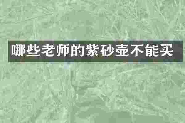 哪些老师的紫砂壶不能买