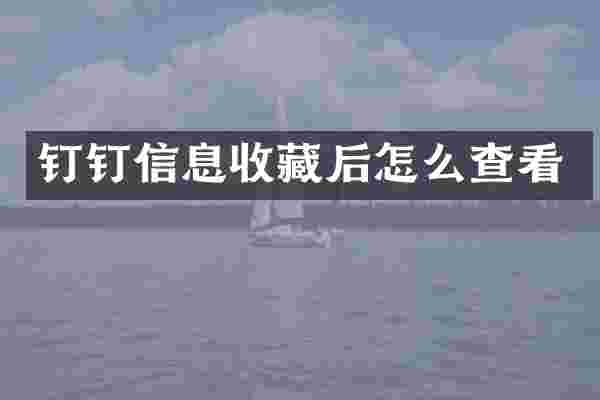 钉钉信息收藏后怎么查看